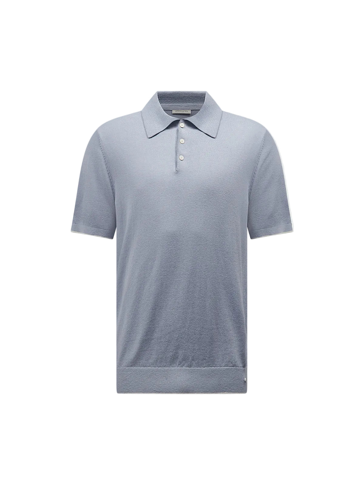 Front View of Peckham Rye Knit Blue Blizzard Polo Shirt PRY0340-J86
